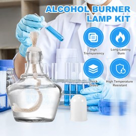 Annhua Alcohol Lamp Burner Alcohol Bunsen Burner 150ML, Glass Alcohol Burner Lab Equipment Heating - 5 Replacement Wicks, 2 Droppers and Funnel