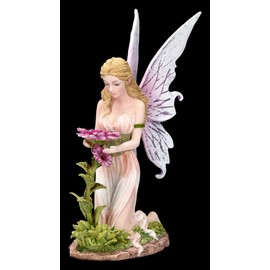 Elf Figurine - Florina Kneels Before Flower, Fairy, Angel, Decorative Figure, Decorative Article, Statue, Sculpture, Height 15 cm