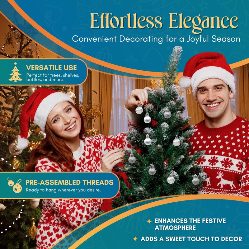 Festive Fix 25 Mini Christmas Tree Baubles in Silver –