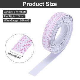 MECCANIXITY 26AWG IDC Wire Flat Ribbon Cable 3 m/9.8ft Length 1.3mm Pitch 12 Pin Red and White for JTAG/ISP Connecting