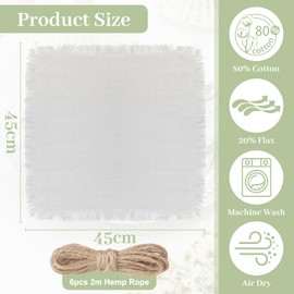 LALAGO Pack of 12 Cloth Napkins 45 x 45 cm, Linen Napkins with Tassels, White Linen Napkins Table Napkins for Table Decoration for Sacramental Christening