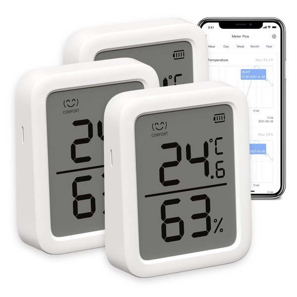 SwitchBot Indoor Thermometer Hygrometer 3 Pack, Indoor Temperature Humidity Sensor