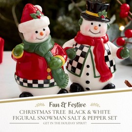 Spode Christmas Tree Snowman Salt and Pepper Shaker Set (2-Piece)- Holiday Kitchen & Table Décor - Festive Home Accent, Christmas Gift/Stocking Stuffer for Collectors & Holiday Enthusiasts