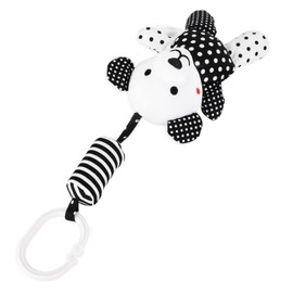 Juguetes de sonajero para colgar para bebés, cochecito de animales lindo, juguetes de campanas de viento de felpa rellenos para cuna de cama de coche para(Colgante oso a rayas blancas y negras)