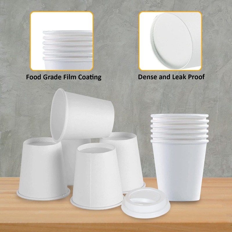 Smygoods White Paper Hot Cups, Paper Hot Cups with Lids,