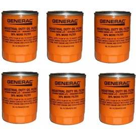 6 pack of 070185ES Oil Filters for Air-Cooled and Portable Generators Compatible With Generac 070185E