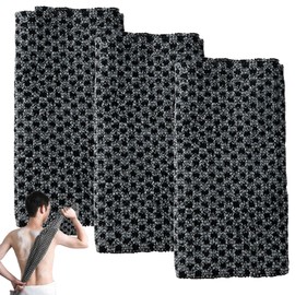 Pack of 3 African Net Sponge, African Net Sponge, Back Scrubber, Exfoliating Washcloth Set, Back Scrubber for Bath and Shower, Suitable for Bath and Shower, Unisex (Black)