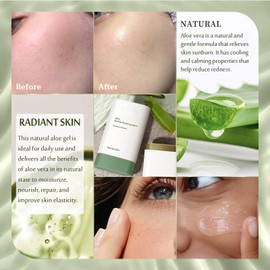 Grospe Grospe Organic Aloe Vera Gel Stick for Face & Body, Pure Aloe Gel Ideal for Hydrating, Soothing for Dry Skin, Anti-Wrinkle, Acne Scars, Soothing After Sun Care Relief