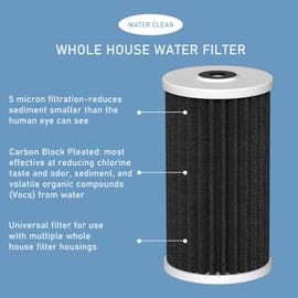 4.5"x10" 5 Micron Carbon Sediment Water Filter Replacement Cartridge Compatible with AO Smith, Whirlpool, Omni, Culligan Whole House Filtration Systems - AO-WH-PREL-RCP, 2 Pack