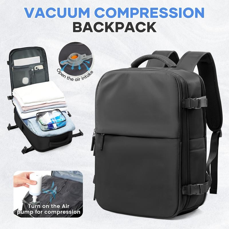 Vacuum Travel Backpack - Save 30% Space with Compression, Carry-On