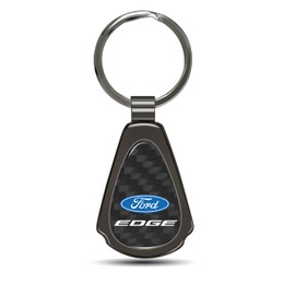 iPick Image Compatible with Ford Edge Real Black Carbon Fiber Gunmetal Black Metal Teardrop Key Chain