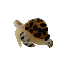 AURASNAP Hand-Assembled Small Turtle Hair Claw Clip for Women, Mini Hair Clips for All Hair, Non-Slip Acetate Hair Accessories, Secure Hold Tiny Claw Clip (Small Brown Turtle Hair Clips)