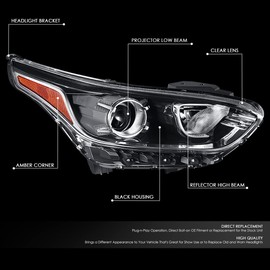 DNA MOTORING OEM-HL-0140-R Right Side Halogen Headlight Compatible with 2019-2021 Forte