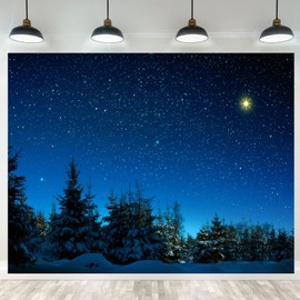Fmarui Christmas Star Backdrop Winter Night Bethlehem Photography Background Nativity Christmas Party Decorations Photo Booth Props 7x5ft