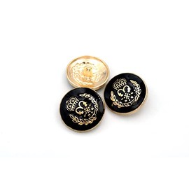 5PCS Engraving Metal Buttons Brass Antique Sewing Craft Snasps Flower Round Shape (25mm, Gold)