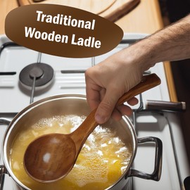 Wooden Ladle Long Handle Ladle Utensils for Soup, for Kitchen Cookware, Cooking Ladle Spoon 10 inch Serving Spoon