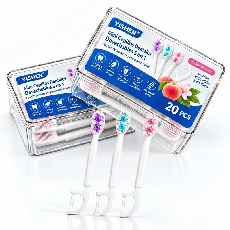 Mini Cepillos de Dientes Desechables 5 en 1 con Hilo