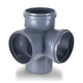 4" Soil Pipe 110 mm - Double Corner Branch Fittings 90° Sewer Waste Grey PVC Plumbing Triple Socket Junction |