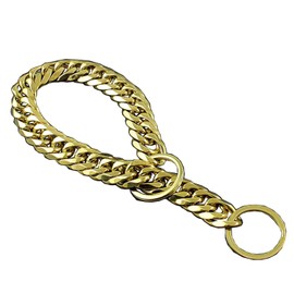 Large Pet Dog Choke Chain Huge Heavy Gold Stainless Steel P Choker Collar Necklace 18mm (Length: 26" recommend dog's Neck:22")