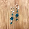 Blue Austrian Crystals 925 Sterling Silver Leverback Handmade Drop Earrings