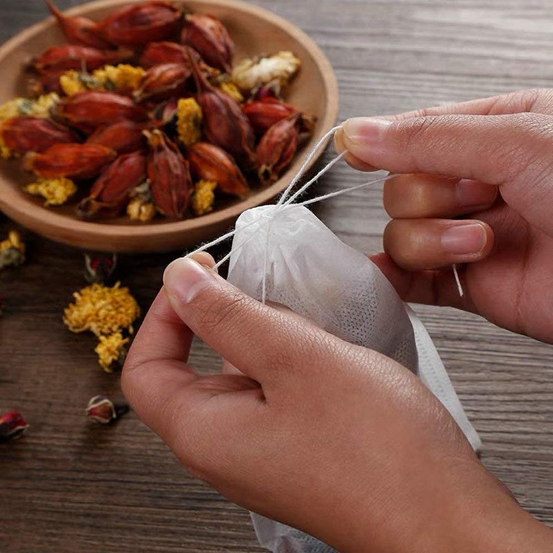 LTKJ 100-pack Cotton Tea Filter Bags Coffee Filter with Drawstring