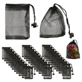 Mzario 35 Pcs Small Mesh Bags Drawstring,Black Small Mesh Bag，Nylon Drawstring Bags with Drawstrings Travel Stuff （ 6 X 4 Inch）