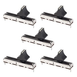 uxcell Fader Variable Resistors Mixer 45mm Straight Slide Potentiometer B10K Ohm with Black White Knobs 5pcs