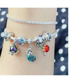 PHCLASY Summer Beach, Ocean, Animal Charms, Fit Bracelets, Necklaces and European Snake Chain, Great Gifts for Women for Holidays / Birthdays, Cubic Zirconia, Pearl