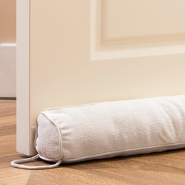 Sunolga 36 Inch Heavy Duty Door Draft Stopper, Sturdy Linen Sound Proof Draft Guard for Doors and Windows, Easy Install Under Door Noise Air Stopper for Gaps Up to 3 Inch, Beige