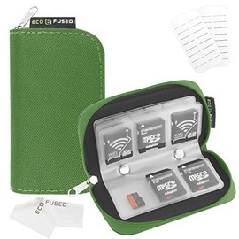 Estuche para Tarjetas de Memoria Eco-Fused - Cabe hasta 22x SD, SDHC, Micro SD, Mini SD y 4X CF - Soporte con 22 Ranuras (Verde)