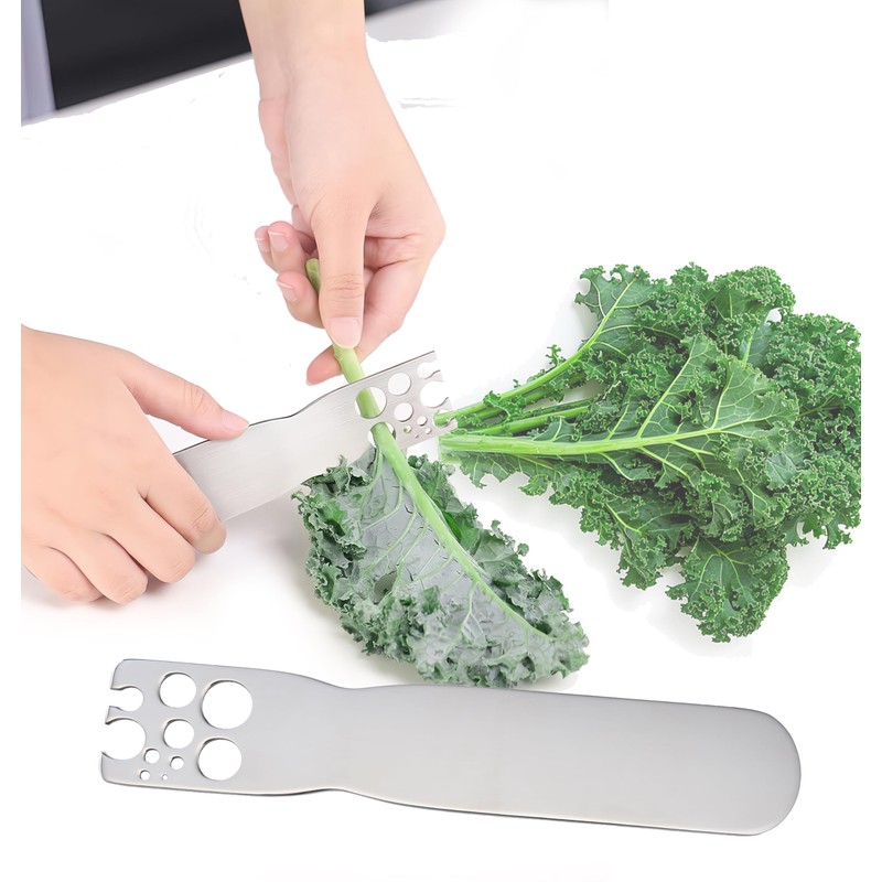 Stainless Steel Leaf Herb Stripper, LooseLeaf Kale, Chard, Collard Greens