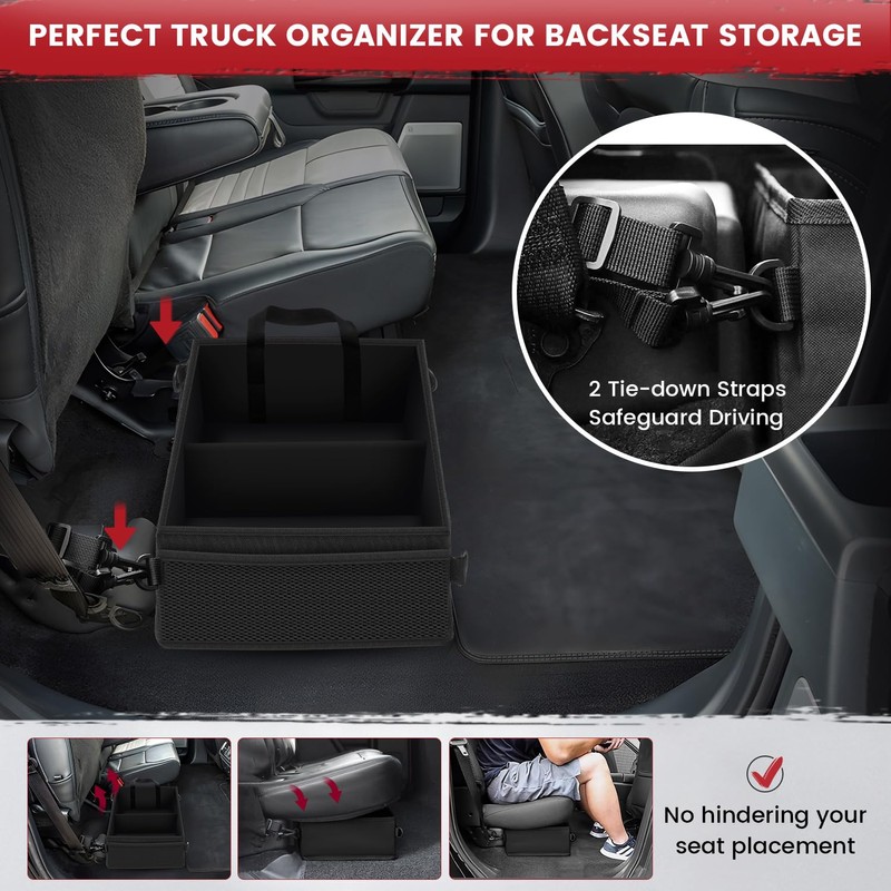 Autofit Under Seat Truck Organizer Storage Box with Removable Divider