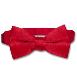 Vesuvio Napoli BOY'S BOWTIE Solid RED Color Youth Bow Tie