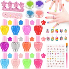 Oisacirg Kids Nail Polish Set for Girls, 21Pcs Non-Toxic Peel-Off Water-Based Toddler Nail Polish Kit, Makeup Toys Christmas Birthday Gifts Toys for Toddlers Kids Girls Age 8 9 10+