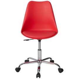 OSP Home Furnishings Emerson Polyurethane Seat Armless Task Chair with Chrome Base with Casters, Red