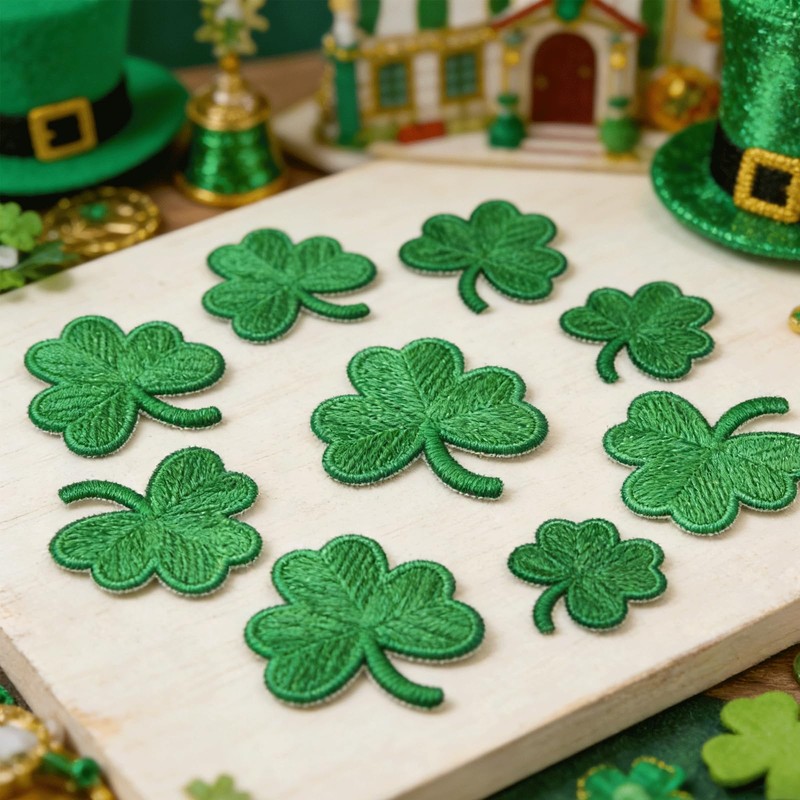 32PCS Shamrock Shaped Iron on Patches, St. Patrick's Day Embroidered