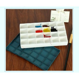 Paint Storage Palette Box 24 Wells with Lid Stay Wet for Watercolor Gouache Acrylic Oil Paint