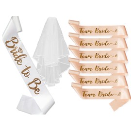 8 Piece Sash Veil Set for Hen Party Women Accessories Decoration Team Bride Decoration Sash Set