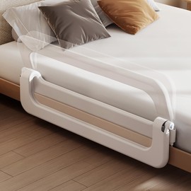 Baby Bed Guard Rail for Toddler - 59in Adjustable Heights, Swing Down Bedrail, Extra Tall Child Safety Side Railing Guards for Kids - Toddler Bed Rail for Queen, King, Twin, and Bunk Size Beds - Full