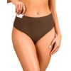 Tempt Me Mid Waist Brown Bikini Bottoms-Full Coverage Bathing Suit
