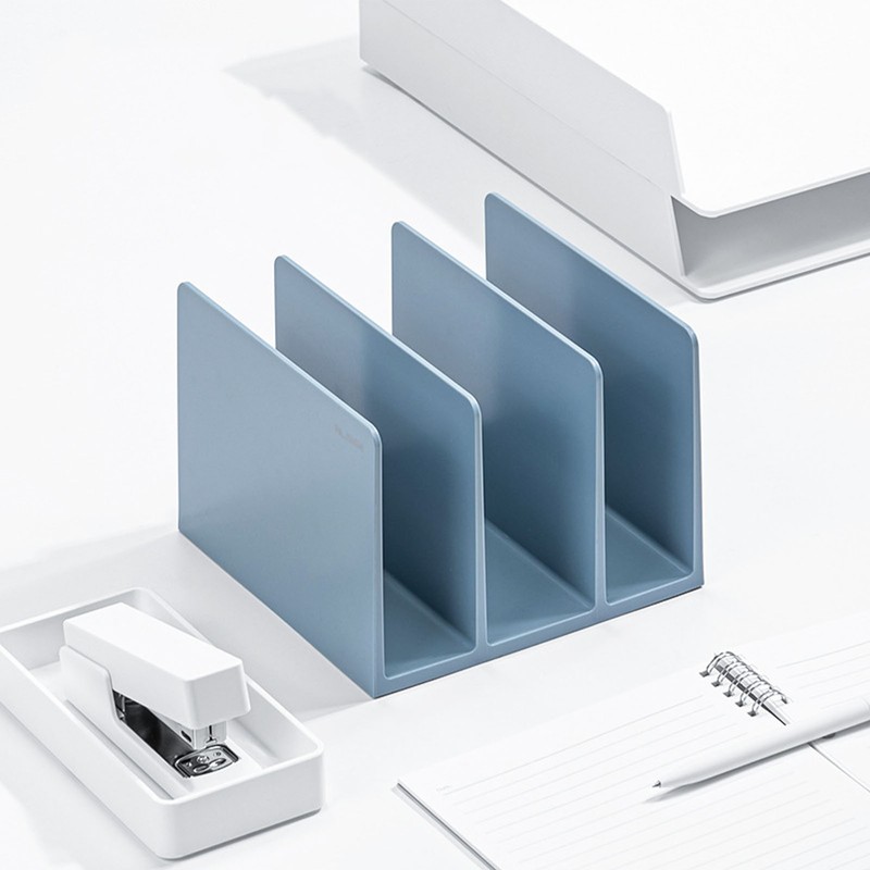 Bookends Simple Style Wide Mouth Design Blue Color Plastic Material