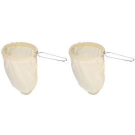 sourcing map 2 Pcs Cloth Coffee Filter Bags, Coffee Sock Filter, Reusable Coffee Strainer with Steel Ring Handle, Medium, Yellow