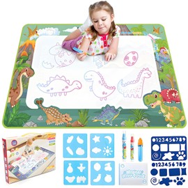 YUJWW Pizarrón Mágico para Niños, 80×60 cm Doodle Mat, Tapete Infantil con 5 Rotuladores, 4 Plantillas Y Moldes, Dibujar Alfombra Pintarron Regalo para Cumpleaños Navidad