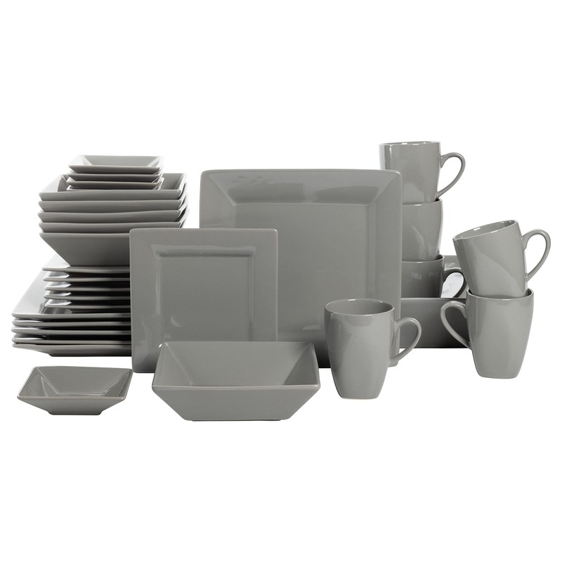 10 Strawberry Street Nova Square 40 pc Dinnerware Set, Gray