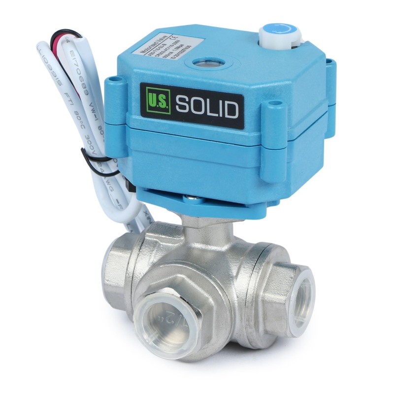 U.S. Solid 3-Way Motor Ball Valve, Stainless Steel Zone Valve,