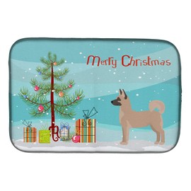 Caroline's Treasures CK3799DDM Akita Shepherd Christmas Tree Dish Drying Mat Absorbent Dish Drying Mat Pad for Kitchen Counter Dish Drainer Mat for Countertop, 14 x 21", Multicolor