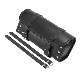 Motoforti Universal Motorcycle Saddlebags Tool Bag, Waterproof Cycling Luggage Bag, Faux Leather, Black, 1 Pcs