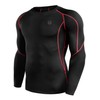Neleus Men's 3 Pack Compression Workout Long Sleeve Shirts,5030,Black,Red Stripe,Green