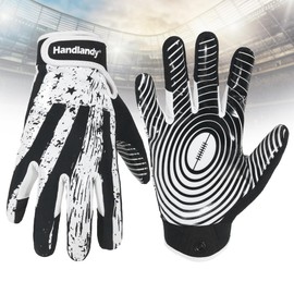 HANDLANDY Youth Football Gloves for Boys Girls, Sticky Wide Receiver Gloves for Kids, Junior Flag Football Gloves (White, Youth S)