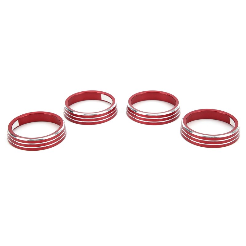 4pcs A/C Air Vent Knob Trims Rings Red Aluminum Alloy